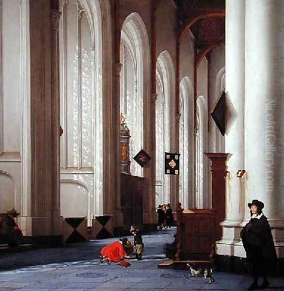 Interior of the Grote Kerk in Rotterdam 1656 Oil Painting by Anthonie De Lorme