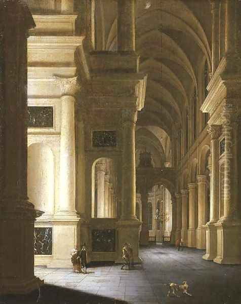 Interior of the Sint Laurenskirk, Rotterdam Oil Painting by Anthonie De Lorme