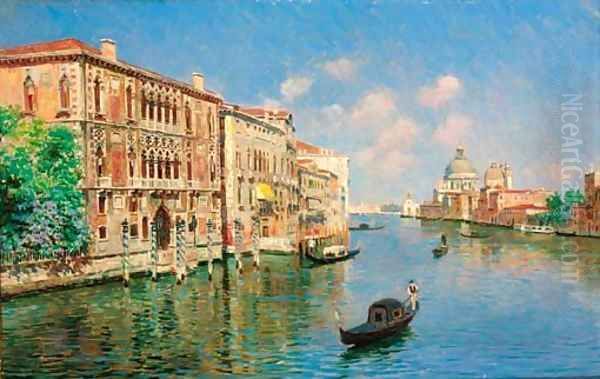 The Grand Canal with Santa Maria della Salute and the Customs House beyond Oil Painting by Luigi Lanza