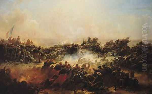 The Battle of Sebastopol right hand section of triptych Oil Painting by Jean-Charles Langlois