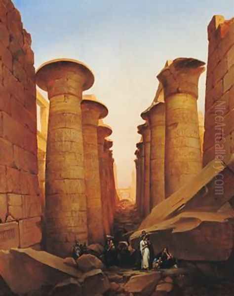 The Great Temple of Amun at Karnak Oil Painting by Jean-Charles Langlois