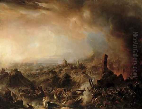 The Burning of Moscow in 1812 Oil Painting by Jean-Charles Langlois