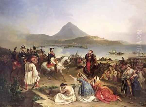 Meeting Between General Nicolas Joseph Maison 1771-1840 and Ibrahim Pasha 1789-1848 at Navarino Oil Painting by Jean-Charles Langlois