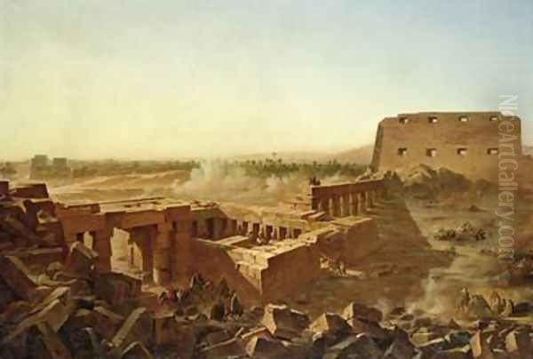 The Battle at the Temple of Karnak The Egyptian Campaign Oil Painting by Jean-Charles Langlois