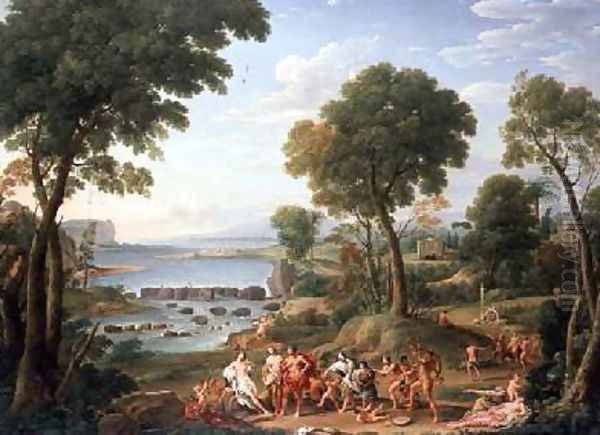 Classical scene with elephants Oil Painting by Hendrik Frans Van Lint