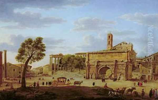 Hadrians Arch Rome Oil Painting by Hendrik Frans Van Lint