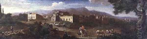 A Monastery in the Roman Campagna Oil Painting by Hendrik Frans Van Lint