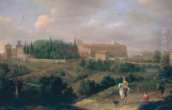 View of Rome with the Convent of San Pietro in Vincoli Oil Painting by Hendrik Frans Van Lint