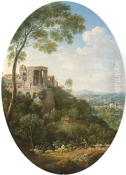 View of the Temple of the Sybil, Tivoli Oil Painting by Hendrik Frans Van Lint