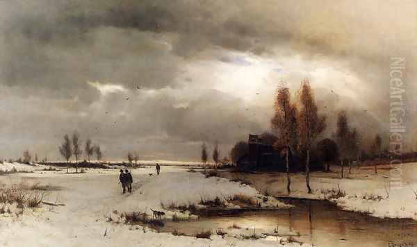 Under A Winter Sky Oil Painting by Ludwig Lanckow