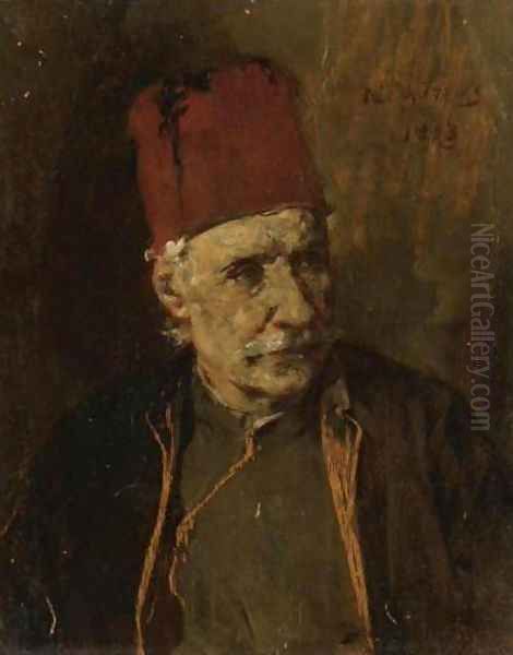 Portrait of a Greek Man Oil Painting by Nikiforos Lytras