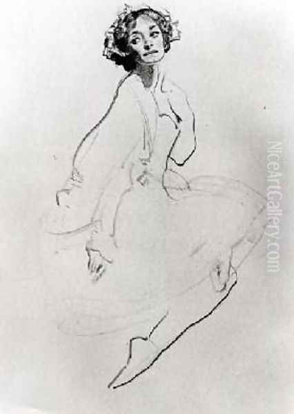 Study of a Ballet Dancer Oil Painting by George W. Lambert