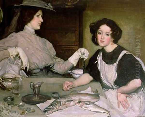 Lottie and the Lady Oil Painting by George W. Lambert