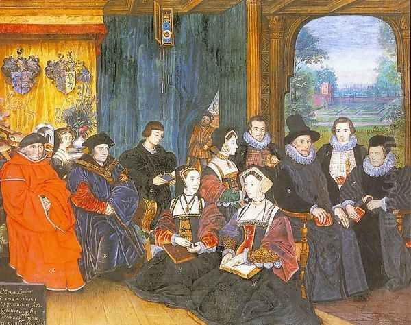 Graphic Sir Thomas More with his Family 1593 Oil Painting by Rowland Lockey