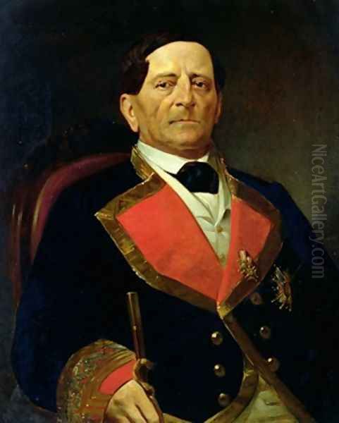 Portrait of Antonio Lopez de Santa Ana 1794-1876 Oil Painting by Paul L'Ouvrier