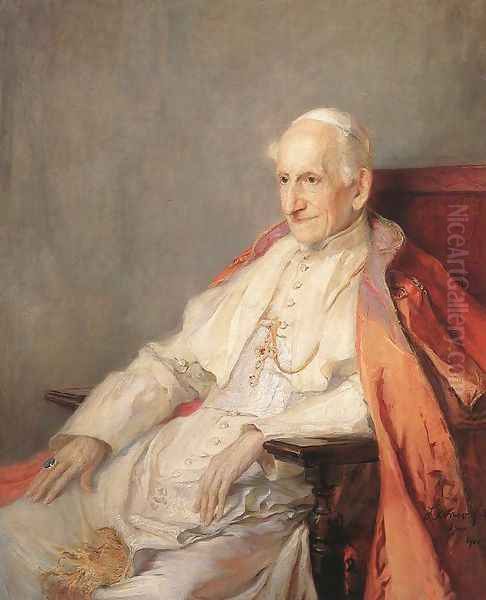 Portrait of Pope Leo XIII 1900 Oil Painting by Fulop Elek Laszlo