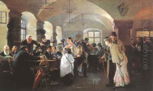 In the Hofbrauhaus in Munich 1892 Oil Painting by Fulop Elek Laszlo