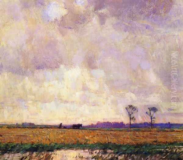 Plowing along the Canal Oil Painting by William Langson Lathrop