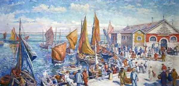 The Croisic The Fishmarket Oil Painting by Marcel L'Enfant