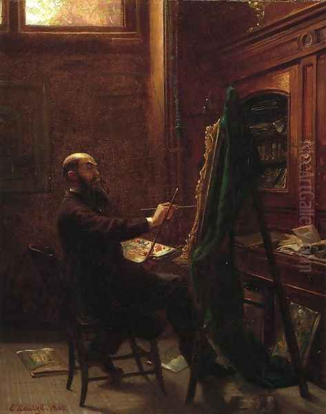 Worthington Whittredge in His Tenth Street Studio Oil Painting by Emanuel Gottlieb Leutze