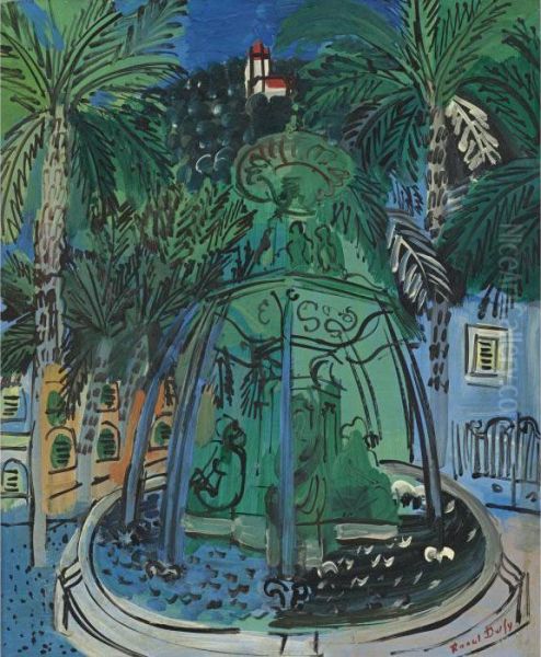 La Fontaine A Hyeres Oil Painting by Raoul Dufy