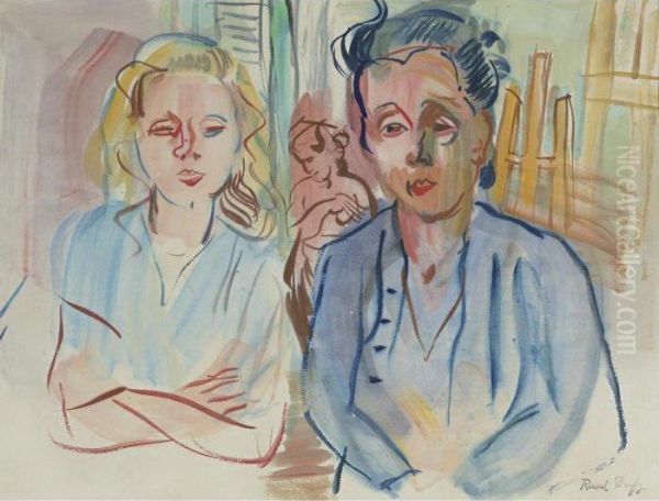 Portrait De Berthe Et Madame Nicolau Oil Painting by Raoul Dufy