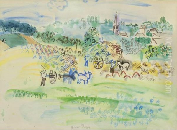 Moisson En Normandie Oil Painting by Raoul Dufy