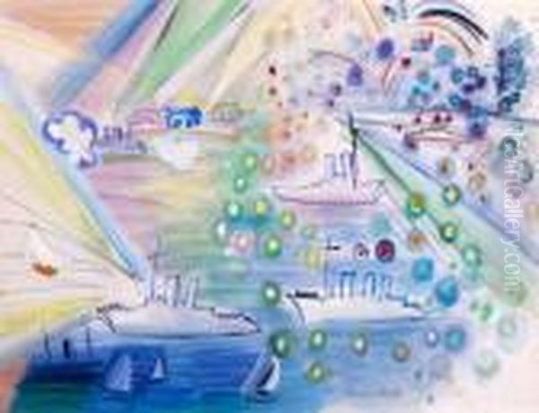 Le Feu D'artifice A Trouville Oil Painting by Raoul Dufy