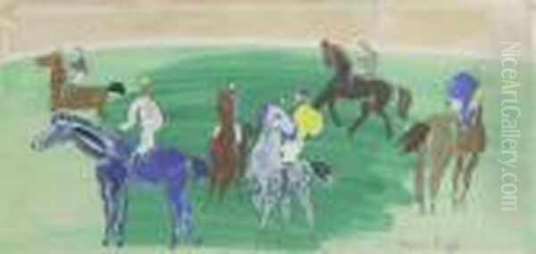 Six Cavaliers Et Jockeys Oil Painting by Raoul Dufy