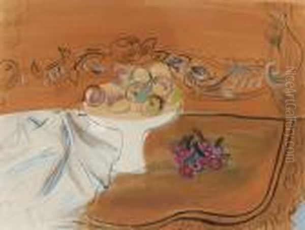 Le Compotier De Peches A La Console Oil Painting by Raoul Dufy