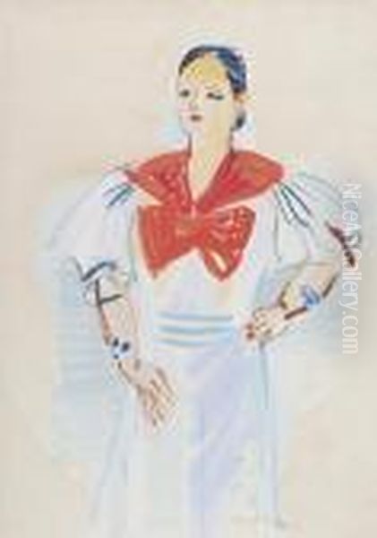 Helena Rubinstein In A Sailor Dress Oil Painting by Raoul Dufy