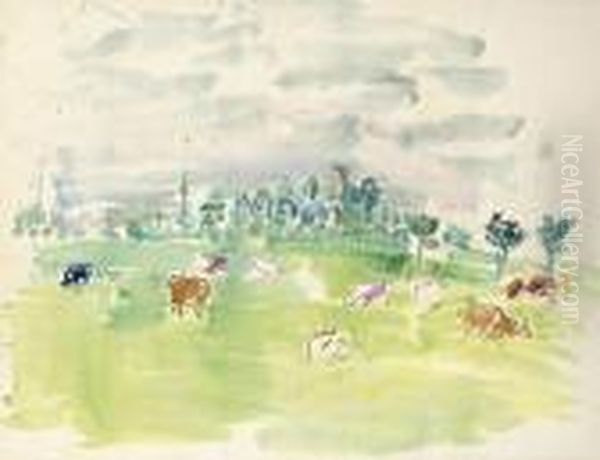 Troupeau Dans La Prairie Oil Painting by Raoul Dufy