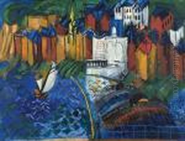 Le Casino De Sainte-adresse Au Pecheur Oil Painting by Raoul Dufy