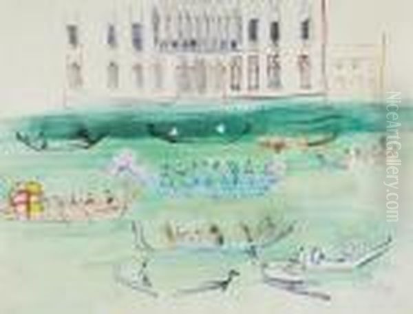 Gondoles Sur Le Grand Canal Oil Painting by Raoul Dufy