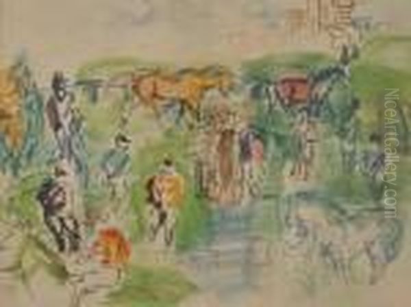 Les Chevaux Oil Painting by Raoul Dufy