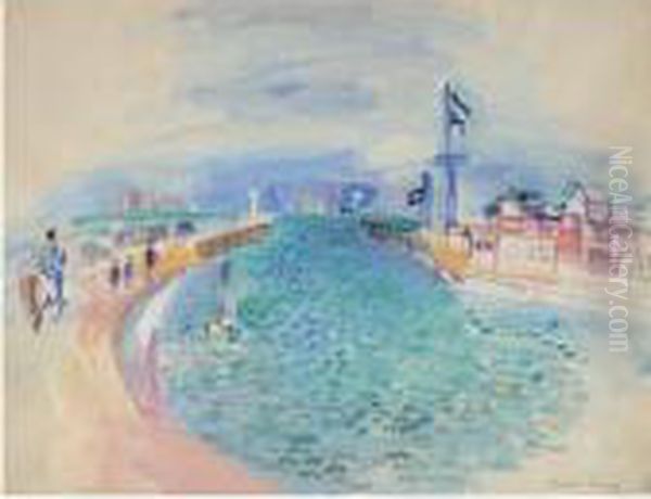 Cavalier Sur La Jetee De Deauville Oil Painting by Raoul Dufy