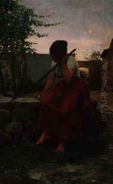 Pensive Oil Painting by Joan Llimona y Bruguera