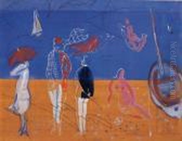 Personnages Sur La Plage Oil Painting by Raoul Dufy