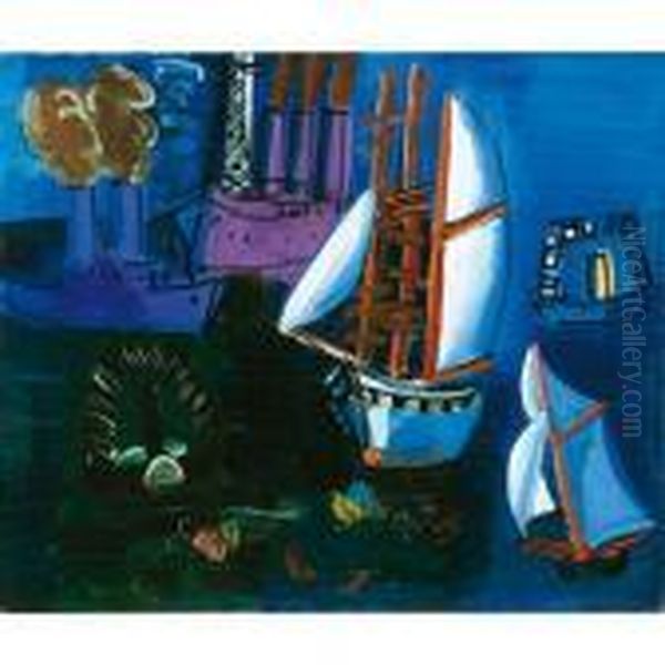 Bateaux Dans Le Port Du Havre Oil Painting by Raoul Dufy