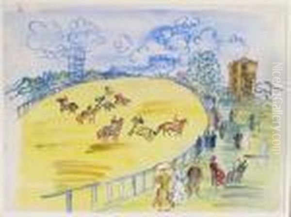 Racing Scene Oil Painting by Raoul Dufy