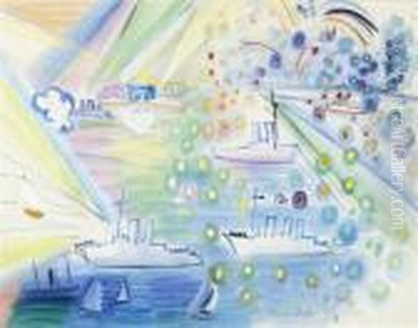 Le Feu D'artifice A Trouville Oil Painting by Raoul Dufy