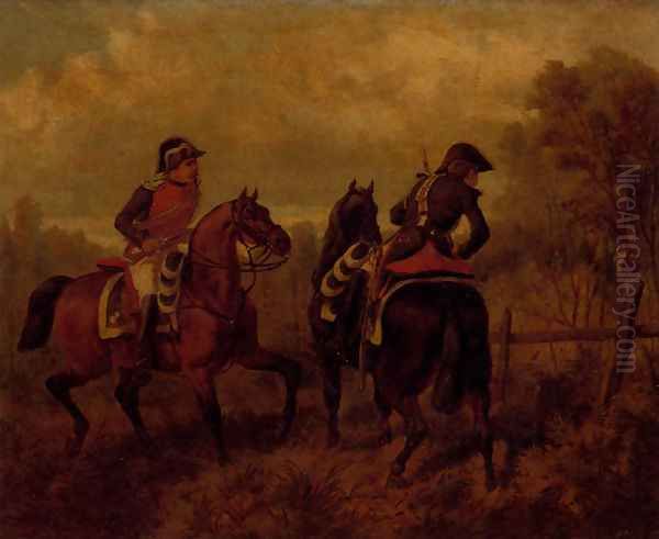 French Dragoons Oil Painting by Charles De Luna