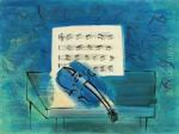 Le Violon Bleu Oil Painting by Raoul Dufy