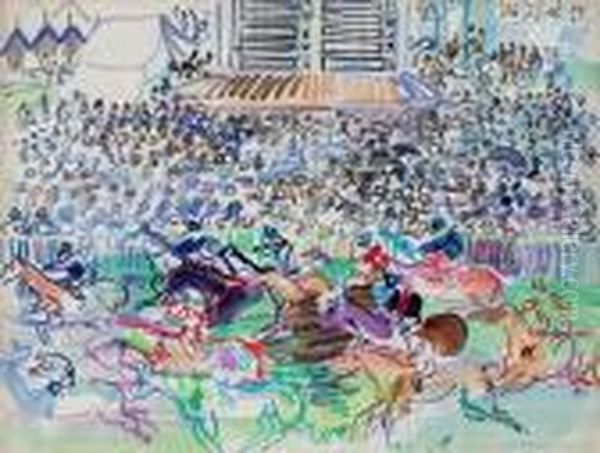 Les Courses A Epsom Oil Painting by Raoul Dufy