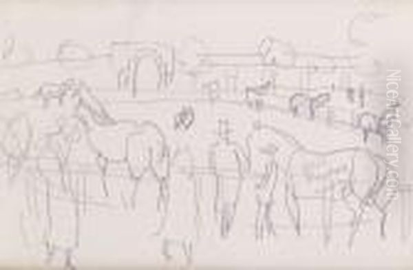 Les Chevaux Au Pesage Oil Painting by Raoul Dufy