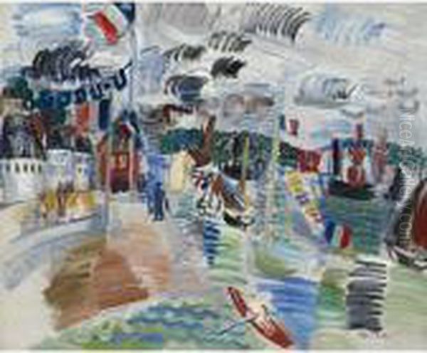 Caudebec, Le Port Oil Painting by Raoul Dufy