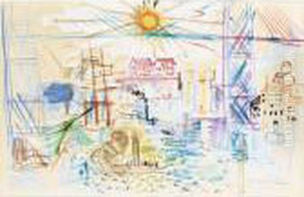 Marseille Et Le Pont Transbordeur Oil Painting by Raoul Dufy