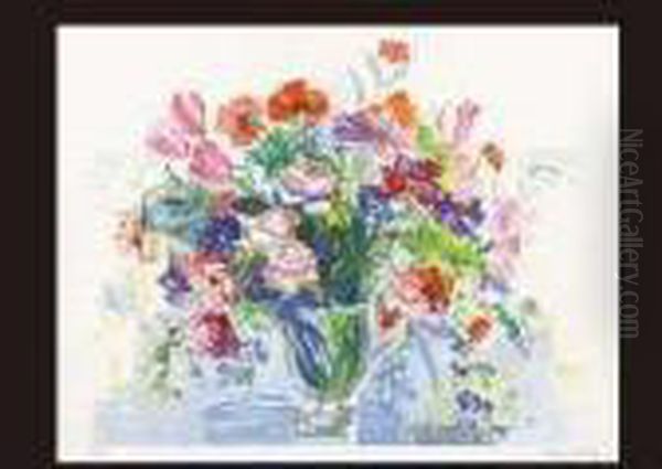 Pink Anemone Bouquet Oil Painting by Raoul Dufy