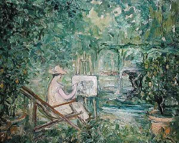 Woman Painting in a Landscape Oil Painting by Pierre Laprade