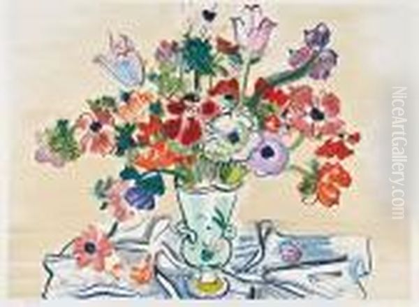 Anemones Oil Painting by Raoul Dufy